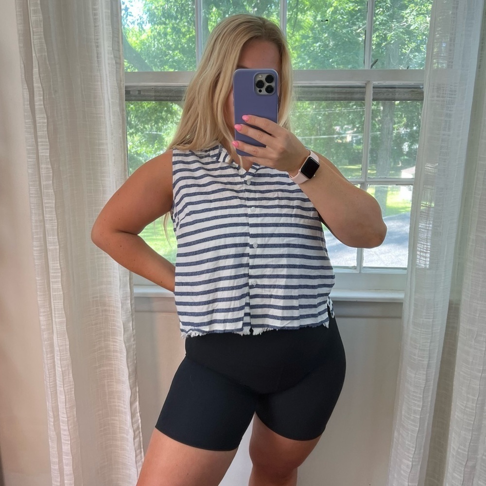 Madewell Tank Striped Raw Hem Small